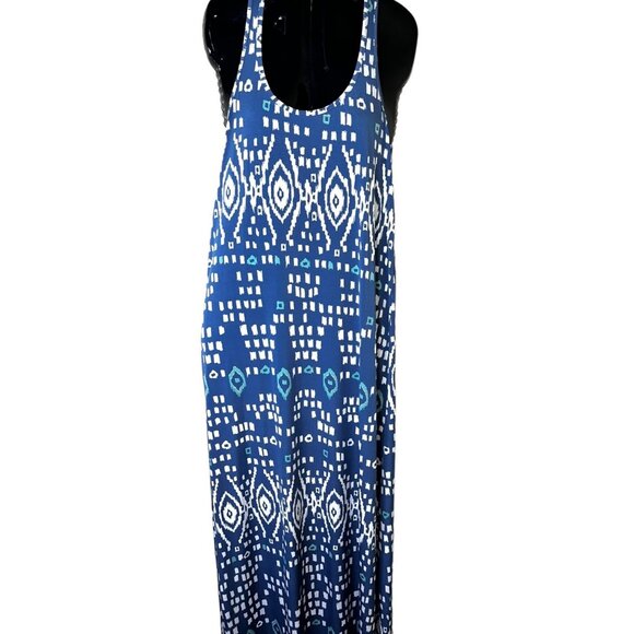 Tori Richard Dresses & Skirts - Tori Richard Honolulu Hawaii Racerback Maxi Dress Blue Sleeveless M Geometric